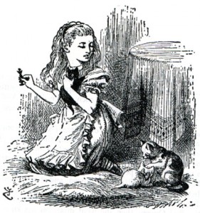 Alice illustrazione capitolo XII attraverso lo specchio - gatti